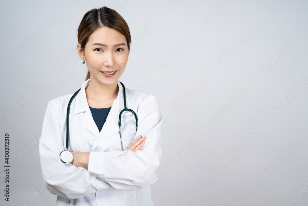 Happy Asian doctor woman smile face, Isolated on white background. Happy Asian doctor woman smile face, Isolated on white background.