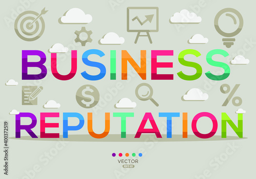 Creative (business reputation) Banner Word with Icon ,Vector illustration. 