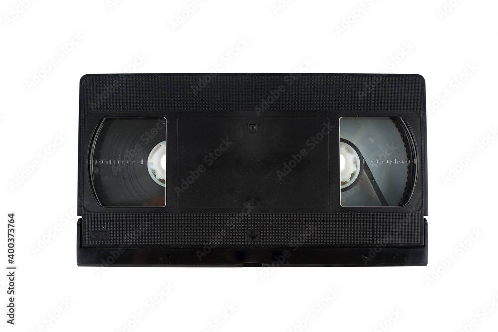 Old video cassette tape isolated on a white background