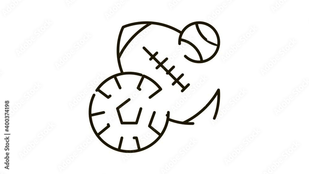 Football Rugby Baseball Icon Animation. black Football Rugby Baseball animated icon on white background Football Rugby Baseball Icon Animation. black Football Rugby Baseball animated icon on white background