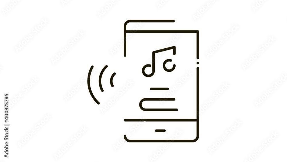 Music Phone App Icon Animation. black Music Phone App animated icon on white background Music Phone App Icon Animation. black Music Phone App animated icon on white background