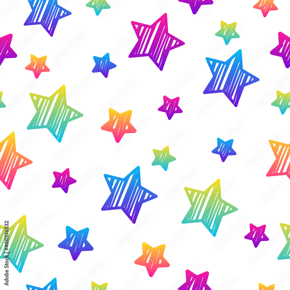 Obraz premium Abstract rainbow seamless pattern background. Modern swatch for birthday card, kids party invitation, shop sale wallpaper, holiday wrapping paper, fabric, bag print, t shirt, workshop advertising