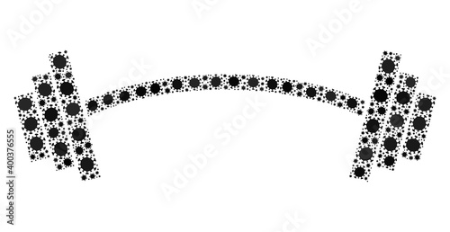 Vector heavy barbell covid-2019 mosaic icon designed for hospital wallpapers. Heavy barbell mosaic is designed of randomized covid viral parts.