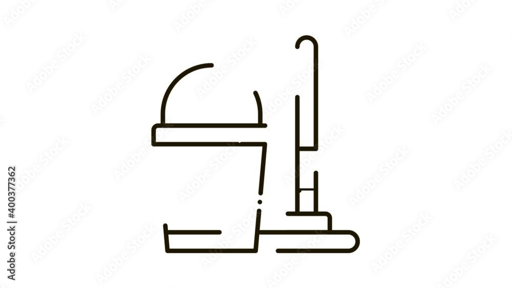 Bucket And Mop Icon Animation. black Bucket And Mop animated icon on white background Bucket And Mop Icon Animation. black Bucket And Mop animated icon on white background