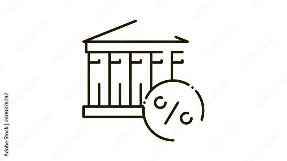 Building Percent Icon Animation. black Building Percent animated icon on white background Building Percent Icon Animation. black Building Percent animated icon on white background