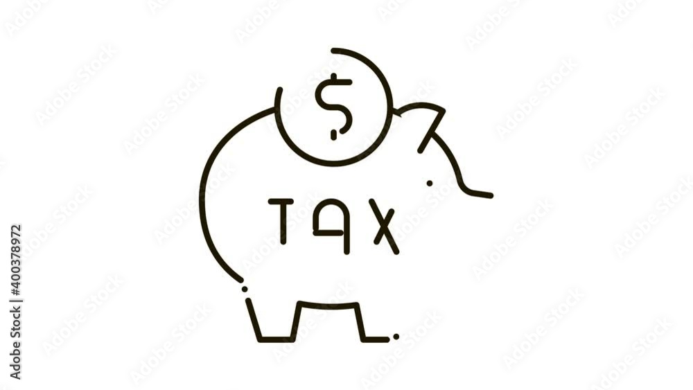 Tax Money Box Icon Animation. black Tax Money Box animated icon on white background Tax Money Box Icon Animation. black Tax Money Box animated icon on white background