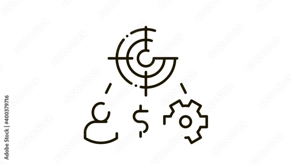 Man Target Money Icon Animation. black Man Target Money animated icon on white background Man Target Money Icon Animation. black Man Target Money animated icon on white background