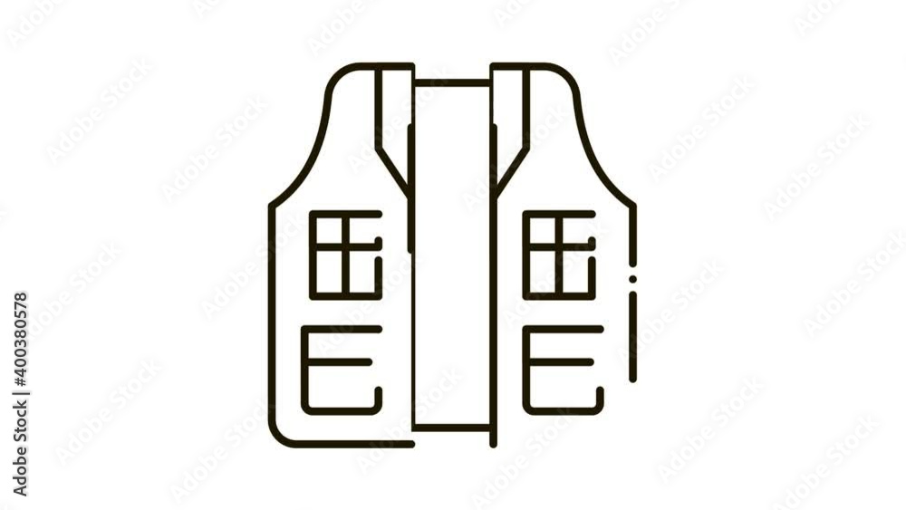 Hunter Vest Icon Animation. black Hunter Vest animated icon on white background Hunter Vest Icon Animation. black Hunter Vest animated icon on white background
