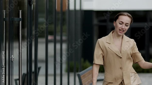 Wallpaper Mural Happy excited businesswoman celebrating victory. Young woman in office suit making winner gesture, dancing . Success or joy concept Torontodigital.ca