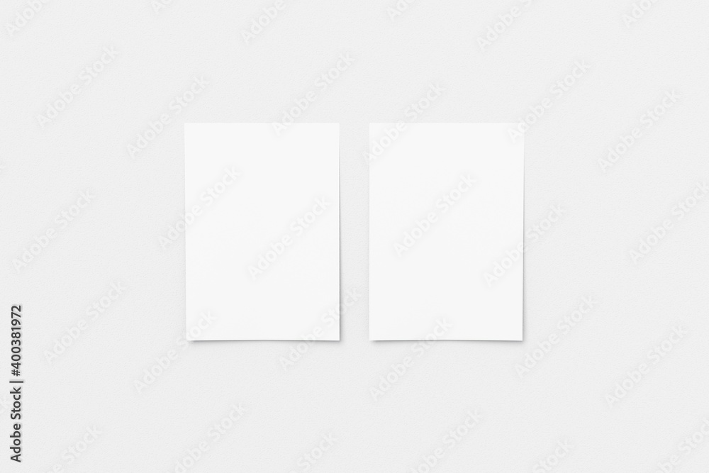 set of 2 a4 White vertical paper sheet Mockup, letter or invitation
