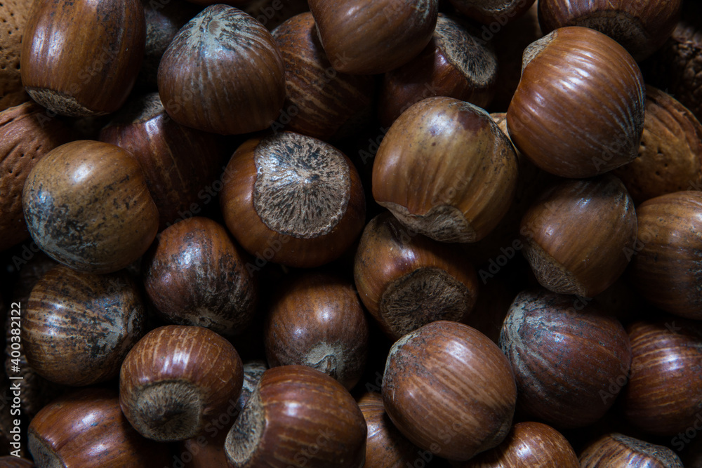 Hazelnut background. Healthy nutrition for healthy lifestyle Hazelnut background. Healthy nutrition for healthy lifestyle