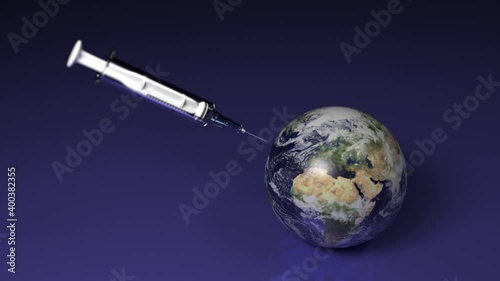 Vaccine for the World.

Syringe injects a globe of the Earth.
Earth map from NASA: visibleearth.nasa.gov images 57735  photo