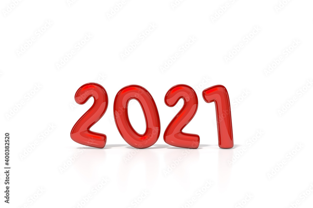 2021 red metallic happy new year on white background 3d rendering. 3d illustration red colored numbers Festive poster or banner design. 2021 red metallic happy new year on white background 3d rendering. 3d illustration red colored numbers Festive poster or banner design.