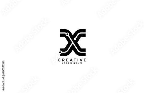 Initial Letter X Tech Style Logo Design Template
