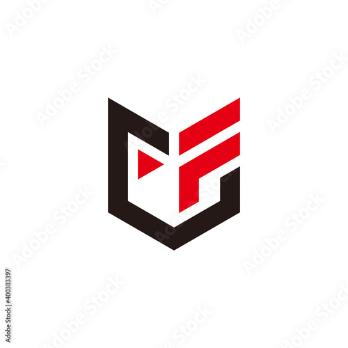 abstract letter cf triangle emblem badge flat logo vector