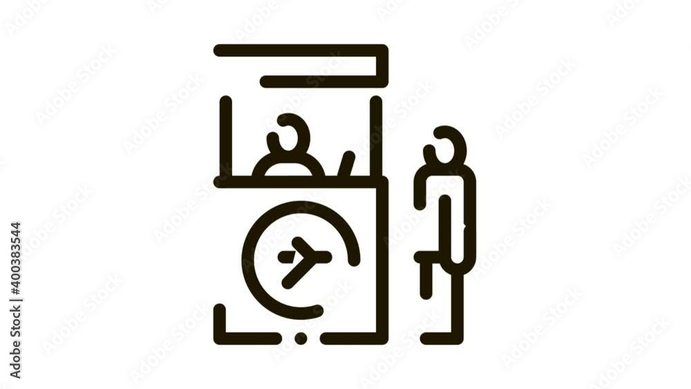 Passport And Customs Control Icon Animation. black Immigration Officer And Human Passenger On Security Control animated icon on white background Passport And Customs Control Icon Animation. black Immigration Officer And Human Passenger On Security Control animated icon on white background