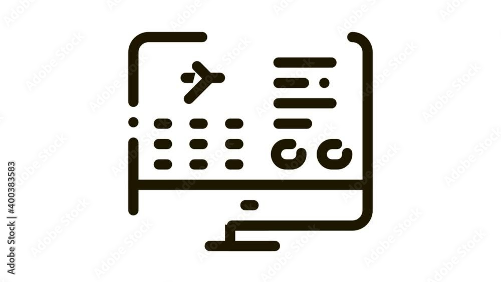 Flight Information Web Site Icon Animation. black Flight Info On ...