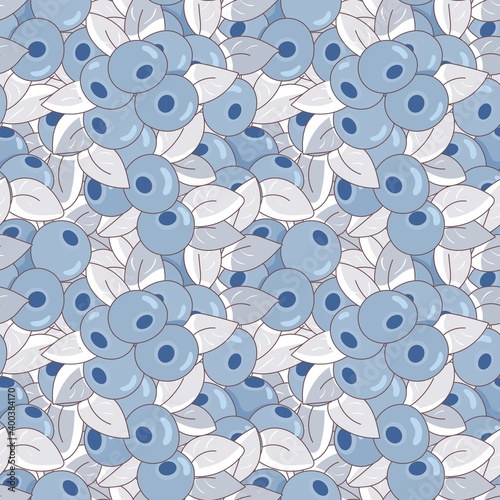 seamless plant pattern with blueberry berries and leaves