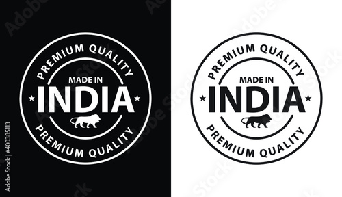 premium quality stamp, made in India icon vector illustration, make in India abstraction, emblem