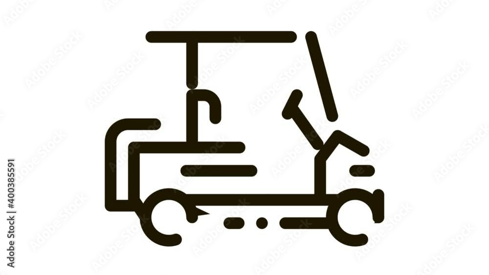 Caddy Golf Car Icon Animation. black Caddy Golf Car animated icon on white background Caddy Golf Car Icon Animation. black Caddy Golf Car animated icon on white background