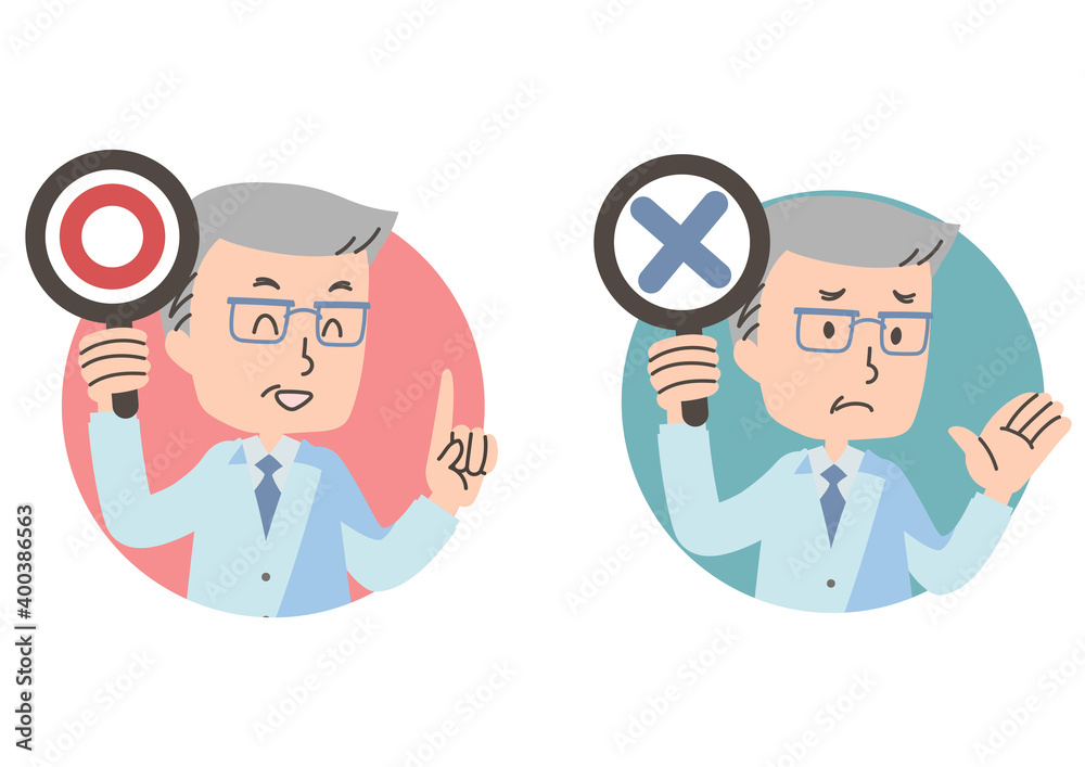 医療関係者のOKサインとNOサインセット 医療関係者のOKサインとNOサインセット