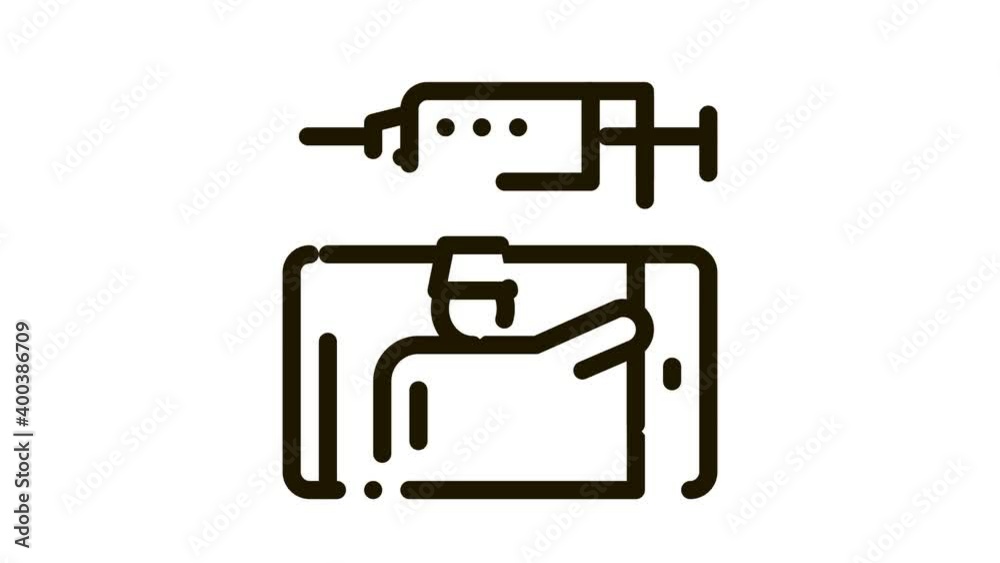 Doctor Syringe Icon Animation. black Doctor Syringe animated icon on white background Doctor Syringe Icon Animation. black Doctor Syringe animated icon on white background