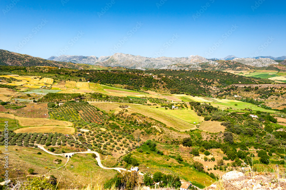 View of the country side of Spanish town of Ronda in Andalusia