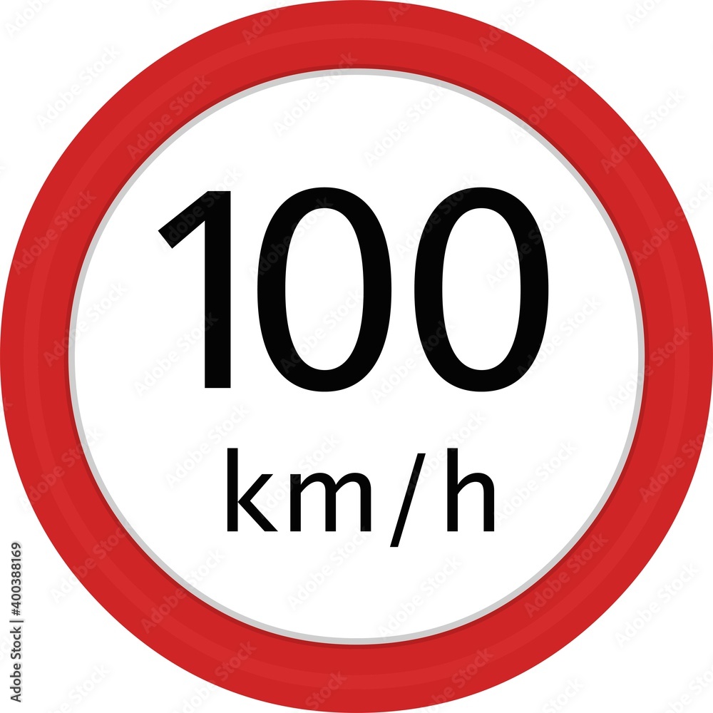 vector emoticon illustration of a classic symbol of maximum speed of 100 km for hour vector emoticon illustration of a classic symbol of maximum speed of 100 km for hour