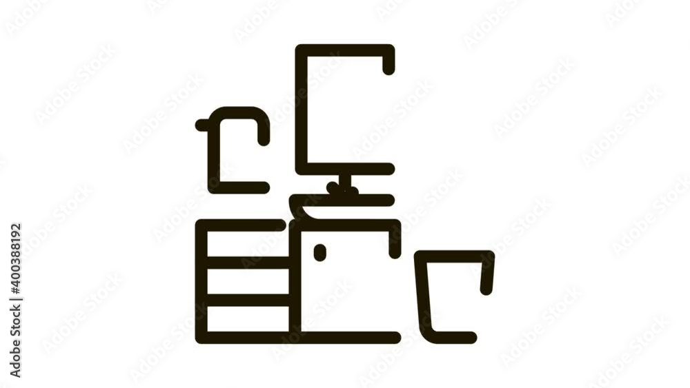 Washbasin with Mirror Icon Animation. black Washbasin with Mirror animated icon on white background Washbasin with Mirror Icon Animation. black Washbasin with Mirror animated icon on white background