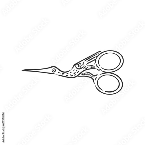 Doodle style scissors illustration. Scissors vector sketch illustration