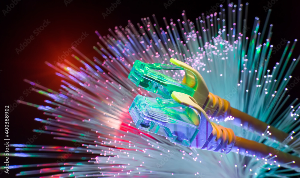 network cables with fiber optical background network cables with fiber optical background