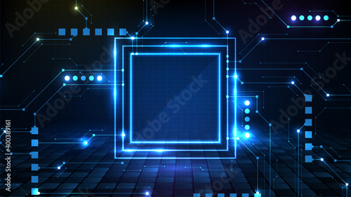 Abstract futuristic background of Circle interface sci fi frame hud ui with circuit line
