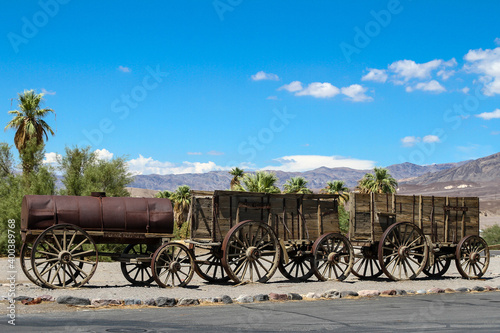 USA, California, National Park, Train cars Death Valley, homeland of the Timbisha Shoshone tribe