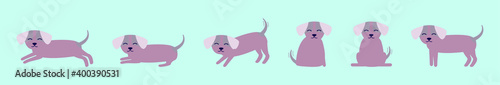 set of dog cartoon icon design template with various models. vector illustration isolated on blue background