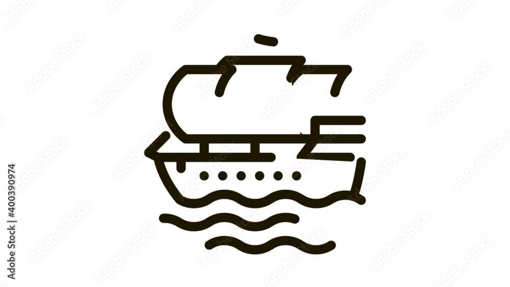 Pirate Sail Boat Icon Animation. black Pirate Sail Boat animated icon on white background Pirate Sail Boat Icon Animation. black Pirate Sail Boat animated icon on white background