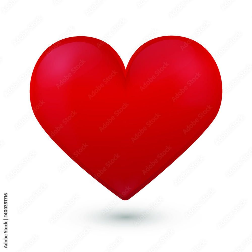3D Heart Emoji Icon Object. Love Symbol Gradient Vector Illustration. Clip Art Emote Design Cartoon Isolated Background.