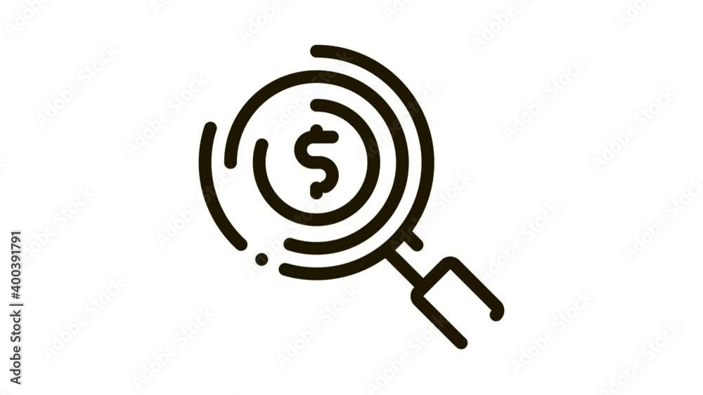 Magnifier Money Icon Animation. black Magnifier Money animated icon on white background Magnifier Money Icon Animation. black Magnifier Money animated icon on white background
