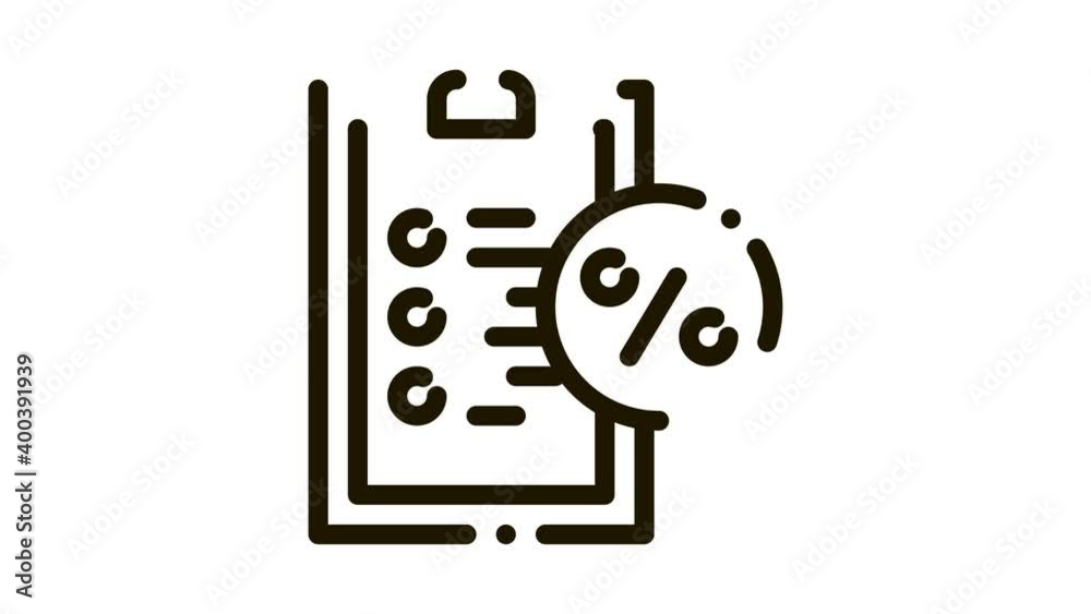 Checklist Percent Icon Animation. black Checklist Percent animated icon on white background Checklist Percent Icon Animation. black Checklist Percent animated icon on white background
