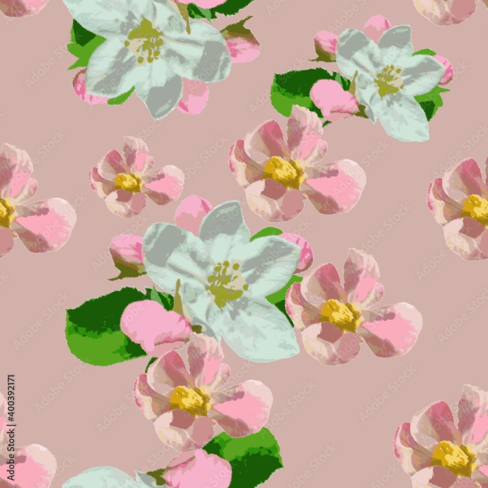 seamless pattern flower on pink background,pink flowers background.