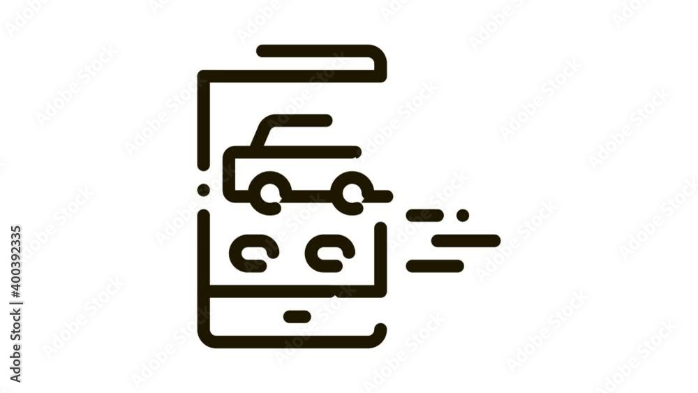 Car Phone Screen Icon Animation. black Car Phone Screen animated icon on white background