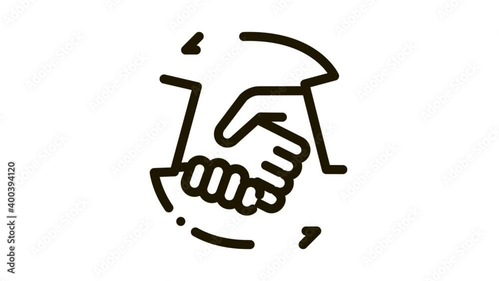 Handshake Icon Animation. black Handshake animated icon on white background Handshake Icon Animation. black Handshake animated icon on white background