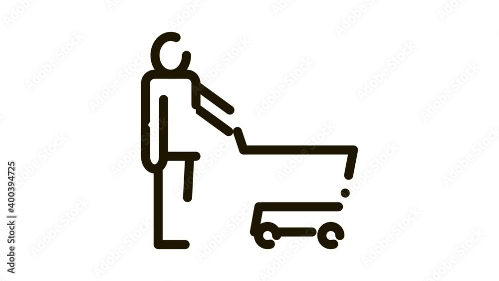 Customer Cart Icon Animation. black Customer Cart animated icon on white background Customer Cart Icon Animation. black Customer Cart animated icon on white background