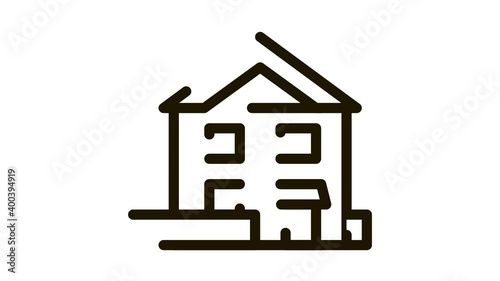 House Building Icon Animation. black House Building animated icon on white background photo