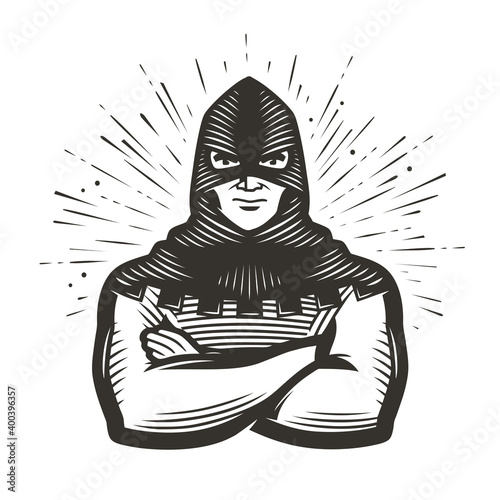 Masked executioner symbol. Execution vector illustration