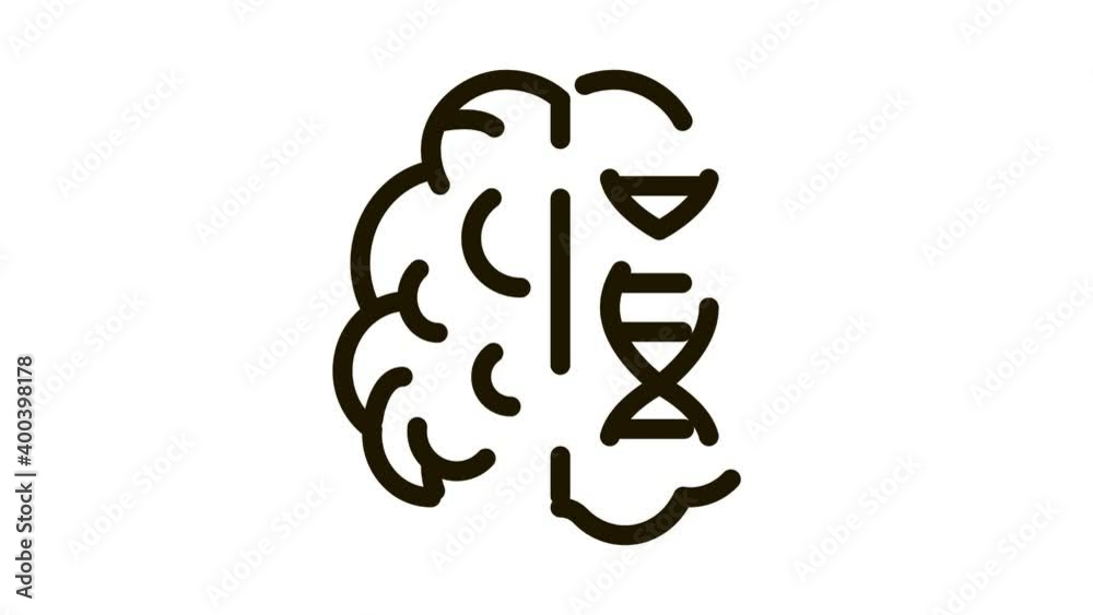 Brain Molecule Icon Animation. black Brain Molecule animated icon on white background Brain Molecule Icon Animation. black Brain Molecule animated icon on white background
