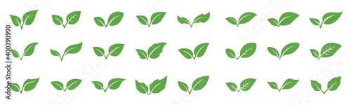Set of green leaf ecology icon   Environment and Nature Symbol  Vector illustration.