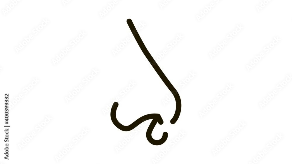 Running Nose Icon Animation. black Running Nose animated icon on white background