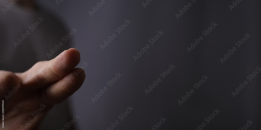 Obraz premium man finger pointing touch pressing