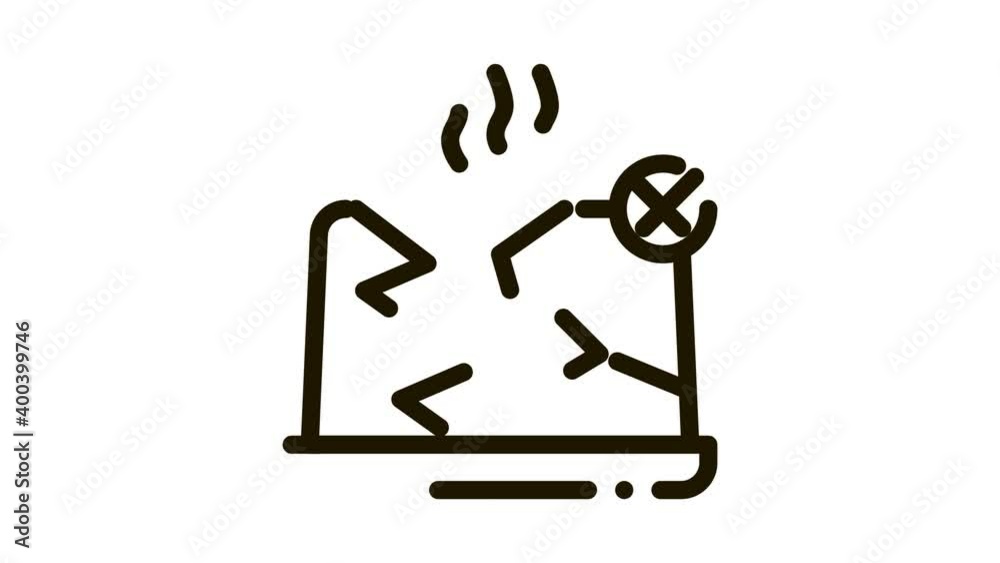 Wrecked Laptop Icon Animation. black Wrecked Laptop animated icon on white background Wrecked Laptop Icon Animation. black Wrecked Laptop animated icon on white background