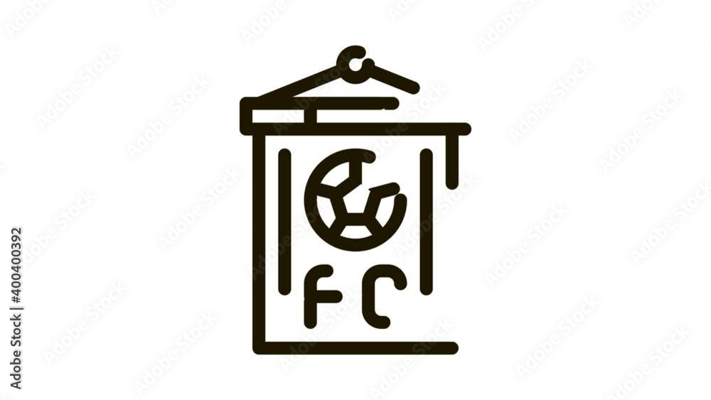 Soccer Command Flag Icon Animation. black Soccer Command Flag animated icon on white background